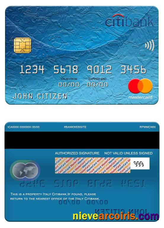 Italy Citibank mastercard